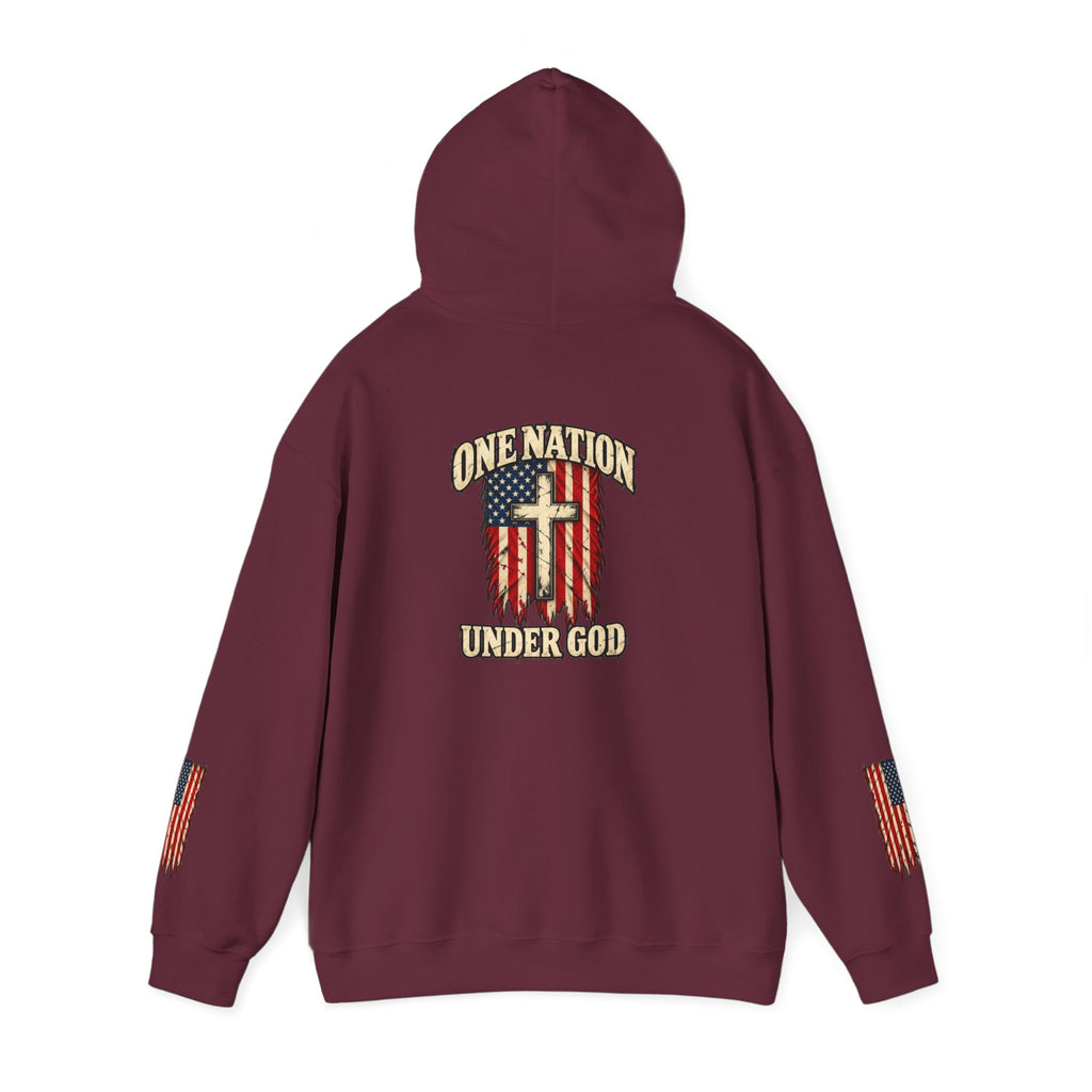 One Nation Under God Patriotic Cross Hoodie