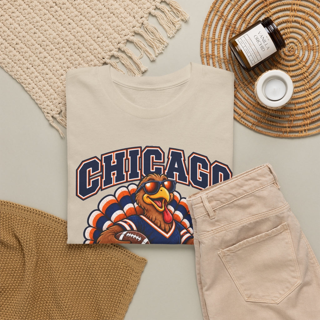 Chicago Thanksgiving Football T-Shirt — Turkey Mascot Game Day Tee