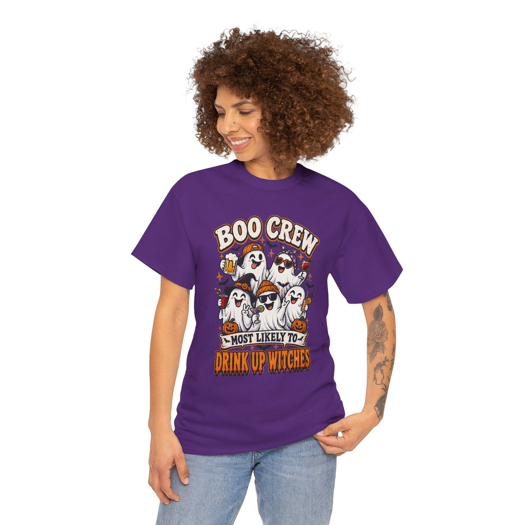 Boo Crew Halloween Tee — "Most Likely to Drink Up Witches" Ghost Party Shirt
