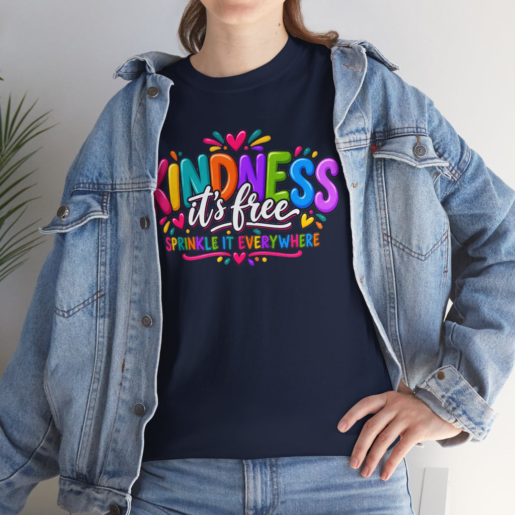 Kindness Is Free Rainbow Tee — Cute Positive Message T-Shirt