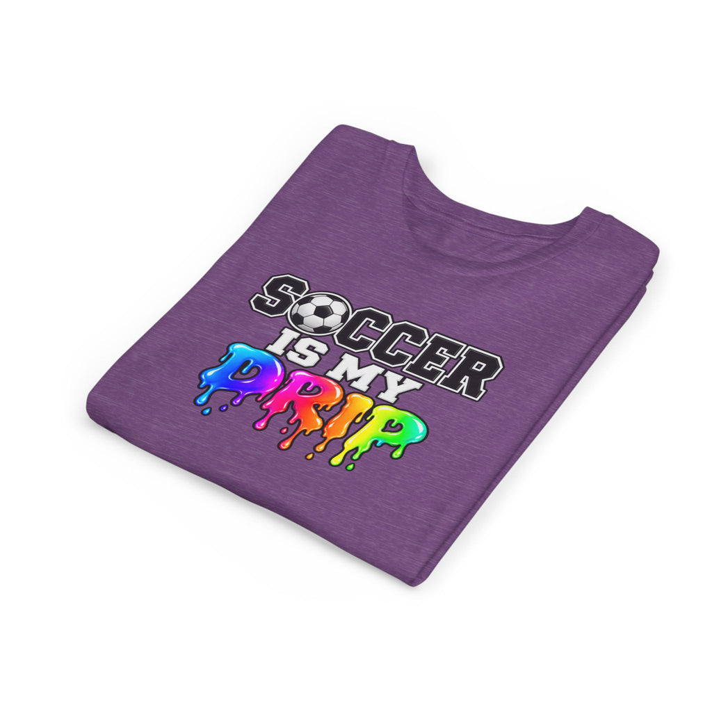 Youth Tee — "Soccer Is My Drip" Colorful Drip Soccer Graphic