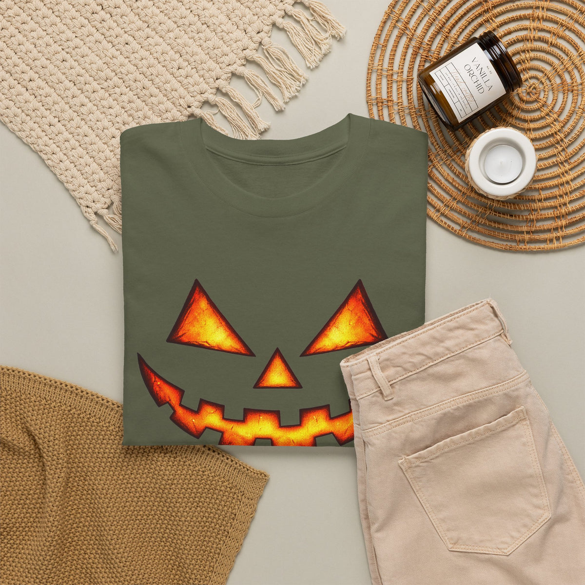 Jack-O'-Lantern Pumpkin Scary Face T-Shirt — Halloween Horror Costume Tee