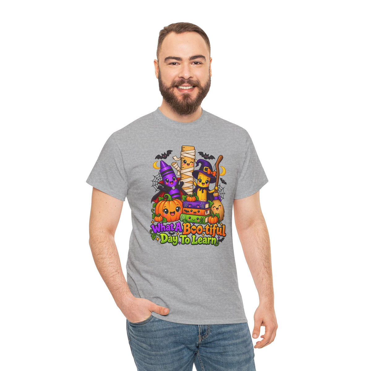 Halloween Teacher Tee — "What A Boo-tiful Day To Learn" Kids' Classroom Shirt
