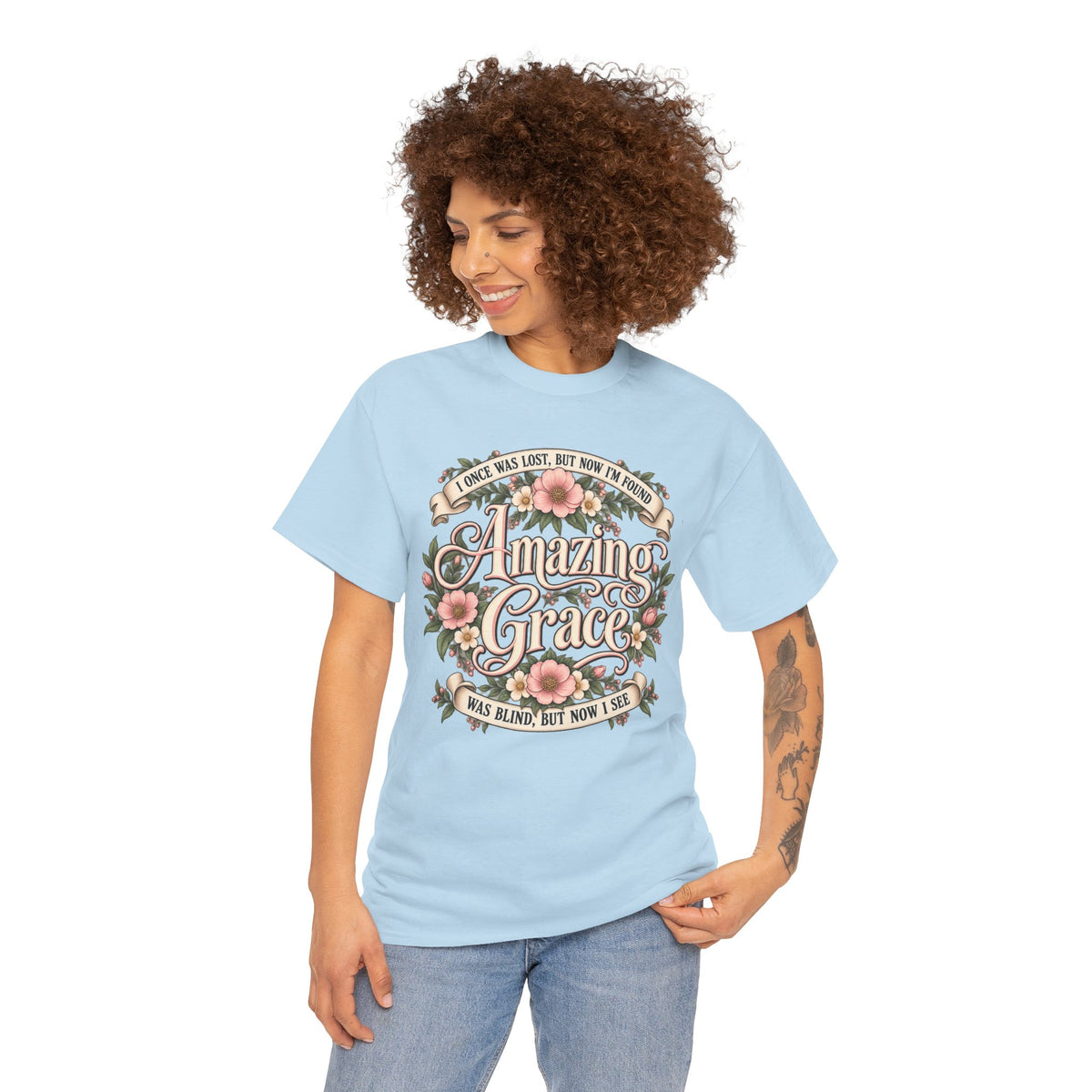Amazing Grace Floral T-Shirt — Vintage Christian Faith Tee
