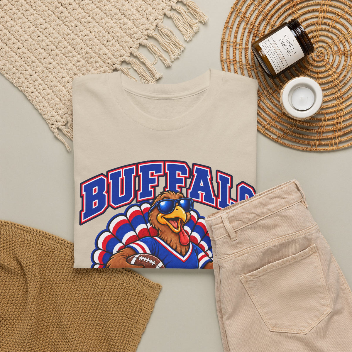 Buffalo Thanksgiving Football T-Shirt — Turkey Mascot Game Day Tee