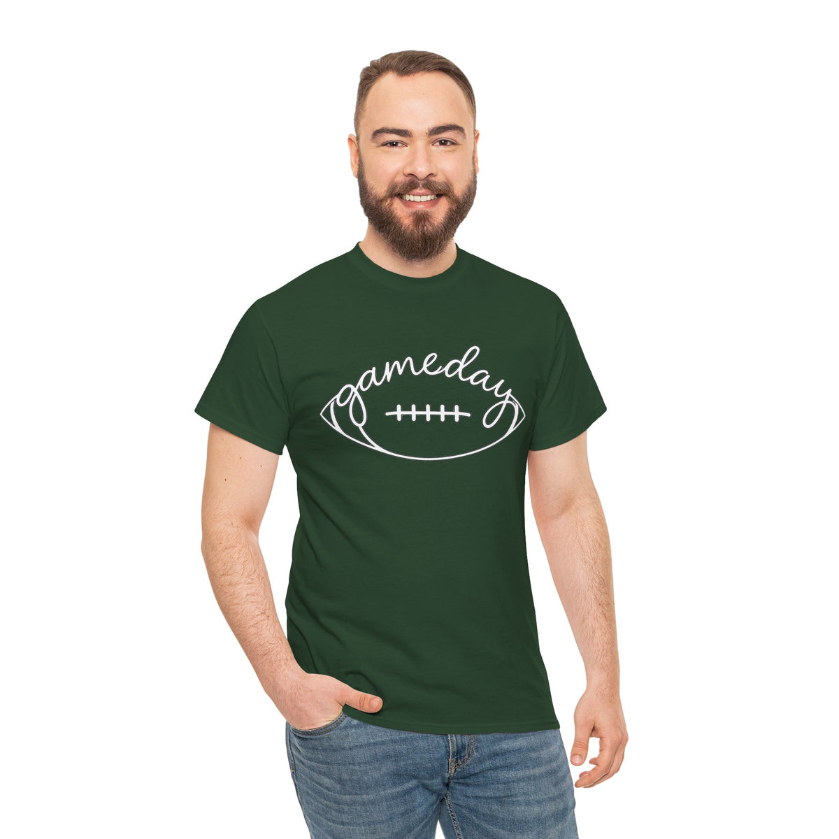 Gameday Football Tee — 'gameday' Script Football Graphic T-Shirt