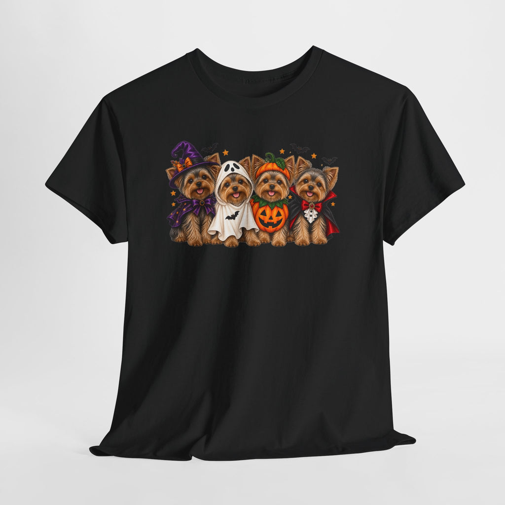 Halloween Yorkie T-Shirt — Cute Yorkies in Costumes (Pumpkin, Ghost, Witch, Vampire)