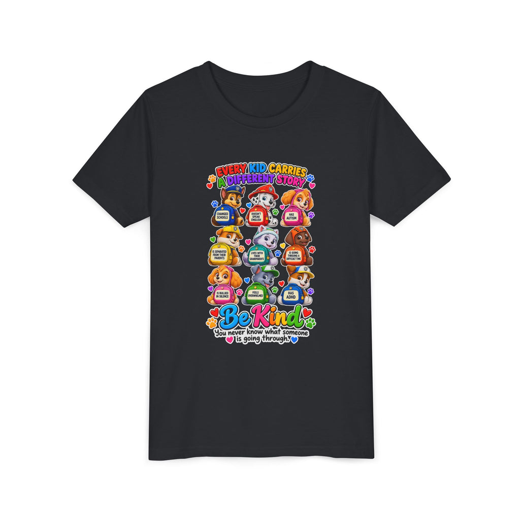 Be Kind Youth Short Sleeve Tee – Colorful Cartoon Character Shirt