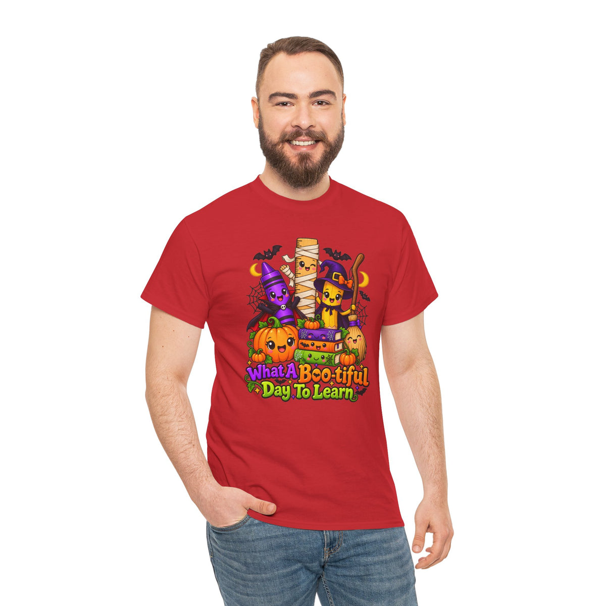 Halloween Teacher Tee — "What A Boo-tiful Day To Learn" Kids' Classroom Shirt