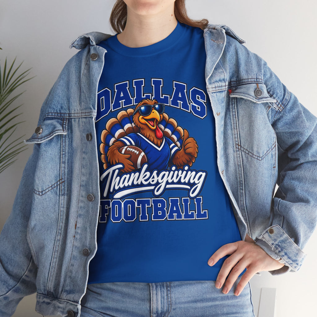 Dallas Thanksgiving Football T-Shirt — Turkey Mascot Game Day Tee
