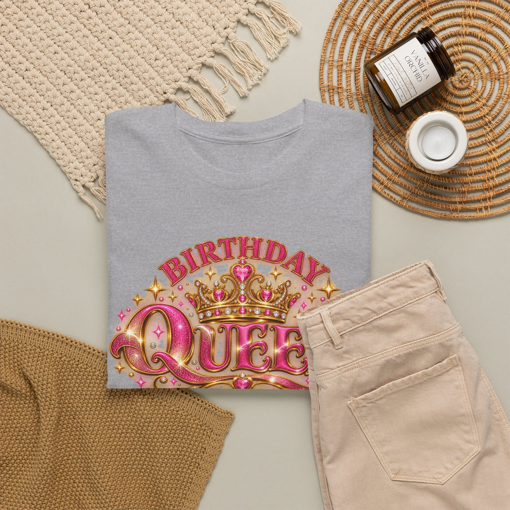 Birthday Queen Graphic T-Shirt | Pink & Gold Crown