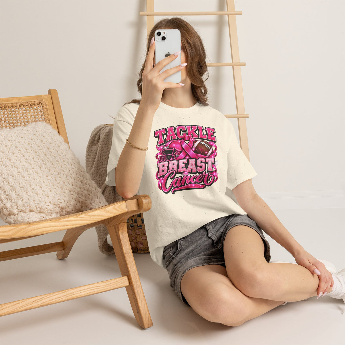 T-Shirt — "Tackle Breast Cancer" Pink Football Awareness Tee