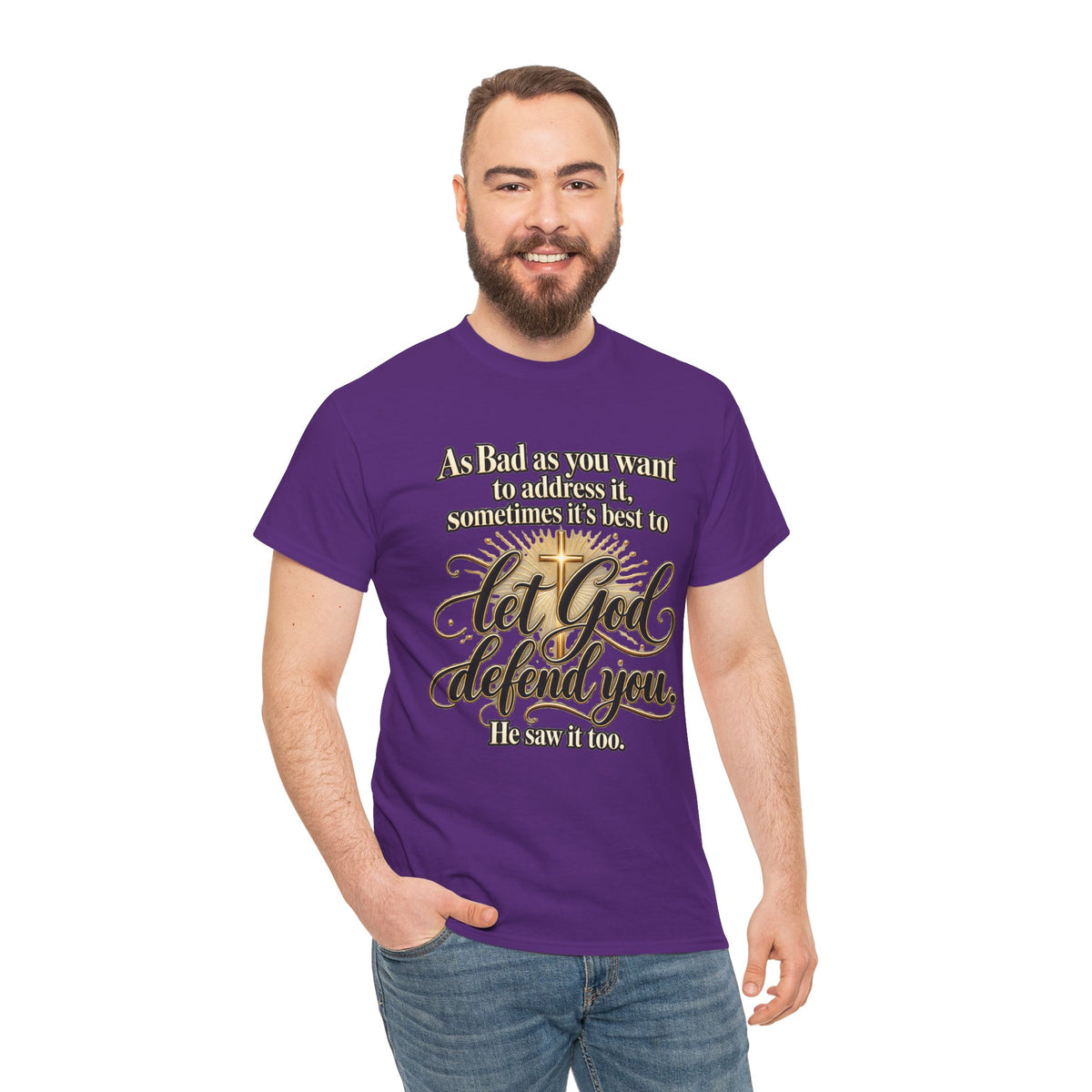Let God Defend You Inspirational Christian T-Shirt