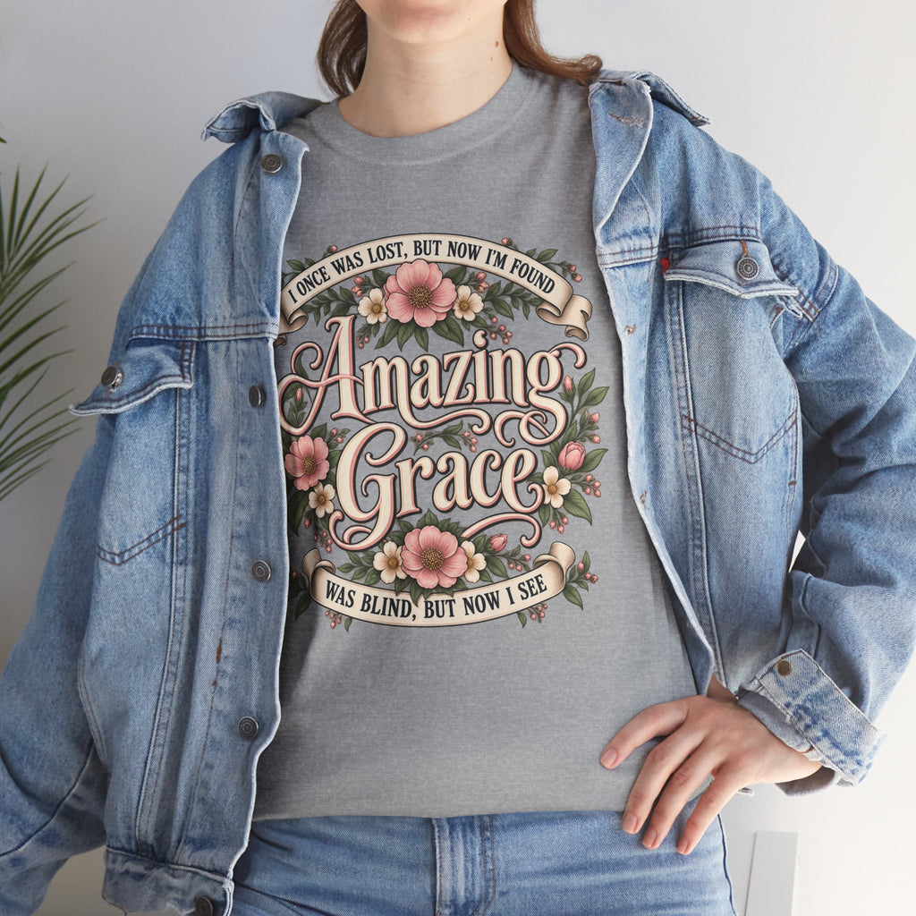 Amazing Grace Floral T-Shirt — Vintage Christian Faith Tee
