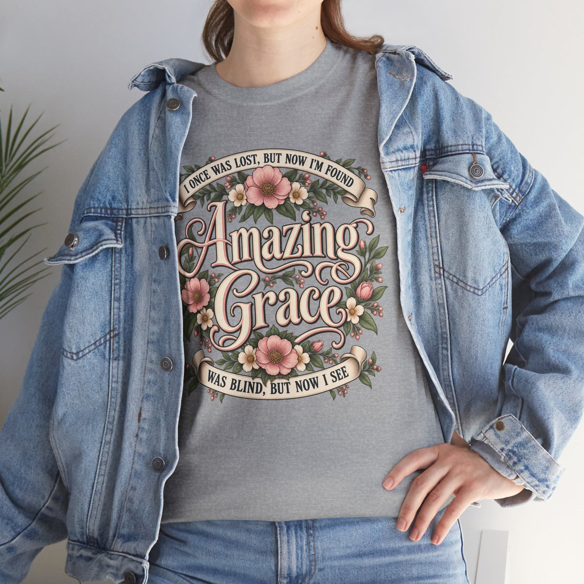 Amazing Grace Floral T-Shirt — Vintage Christian Faith Tee