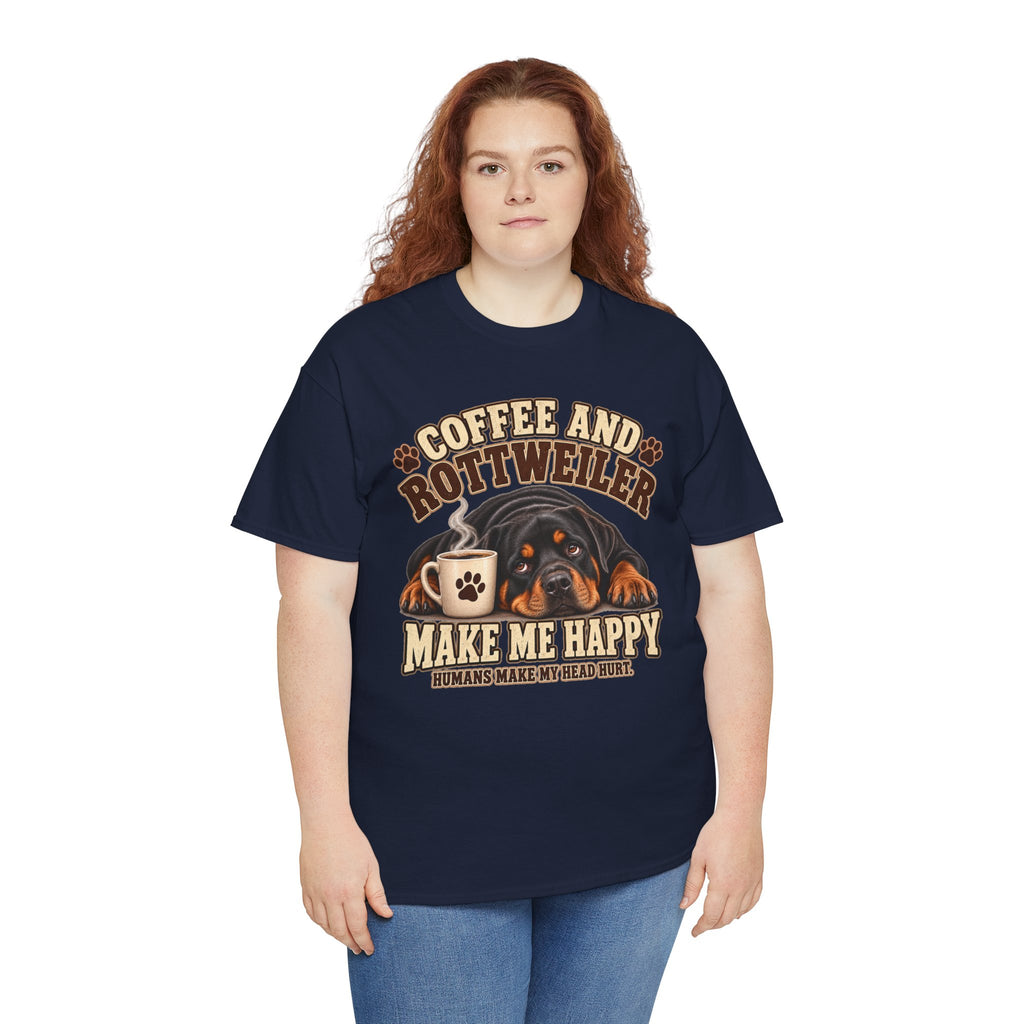 Coffee and Rottweiler Tee — "Coffee and Rottweiler Make Me Happy" Dog Lover Shirt