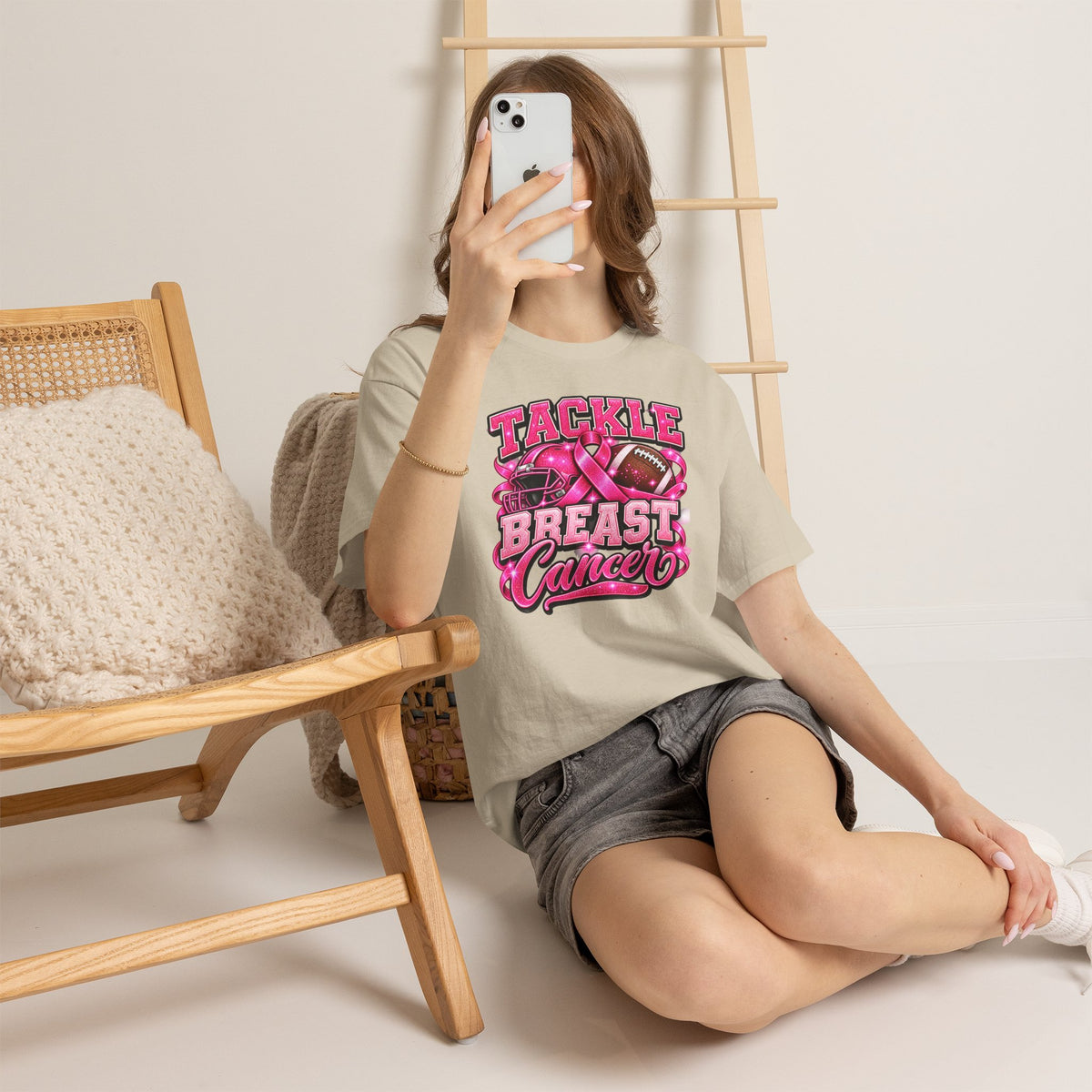 T-Shirt — "Tackle Breast Cancer" Pink Football Awareness Tee