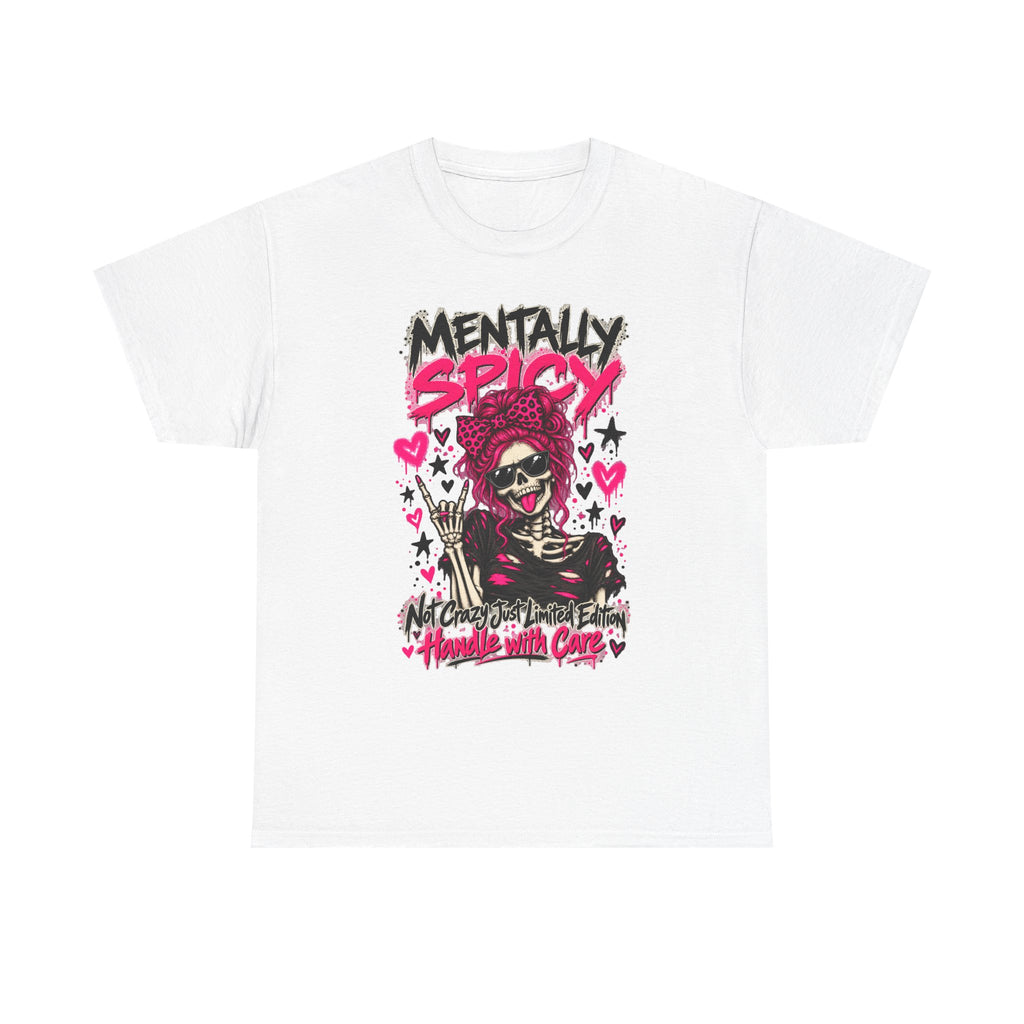 Mentally Spicy Skeleton Graphic T-Shirt