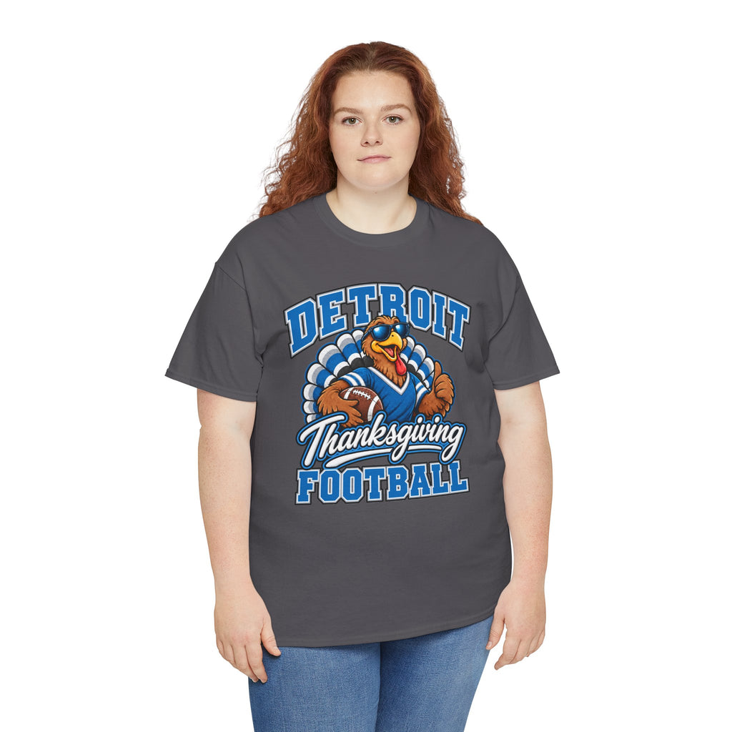Detroit Thanksgiving Football Tee — Turkey Mascot Game Day Shirt