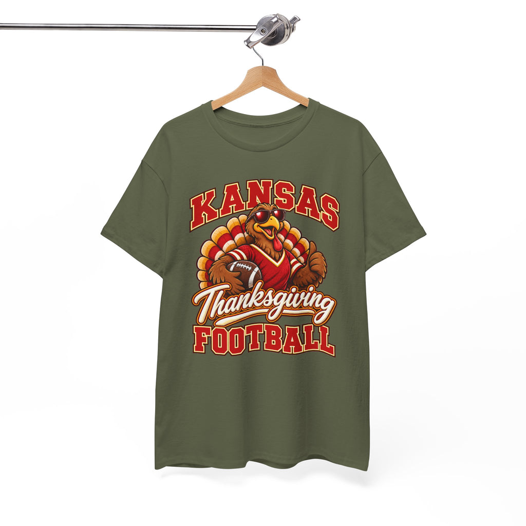 Kansas Thanksgiving Football T‑Shirt — Turkey Mascot Holiday Game Tee