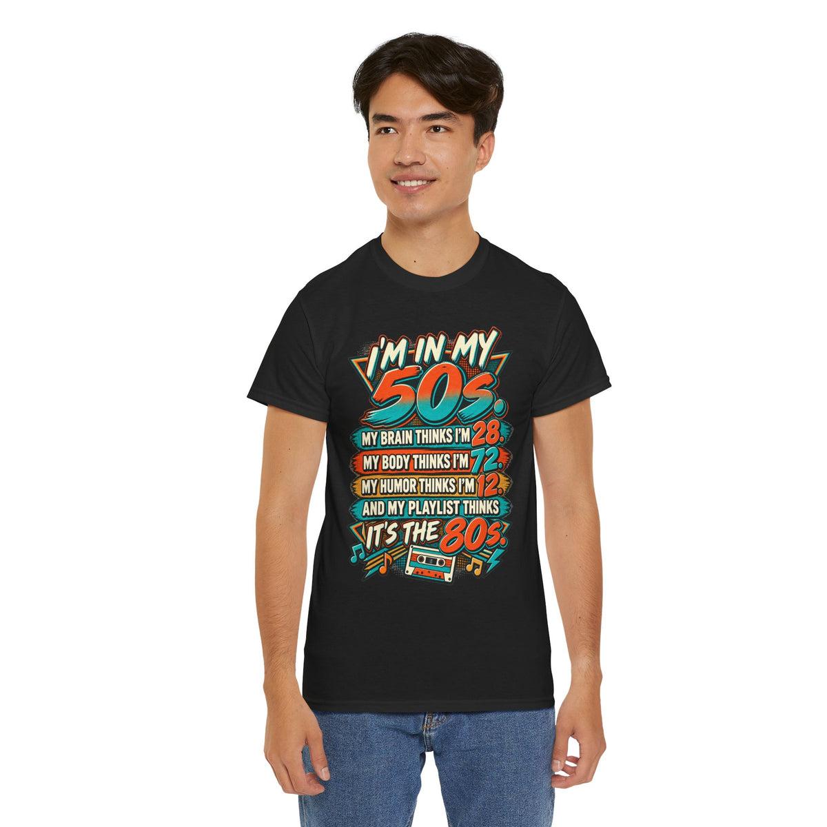 Retro 50s Birthday T‑Shirt — "I'm in My 50s" 80s Playlist Cassette Tee
