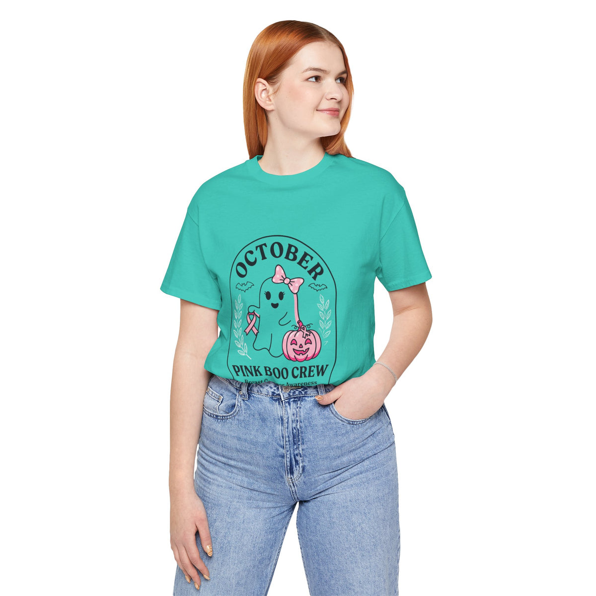 October Pink Boo Crew Tee — Breast Cancer Awareness Ghost T-Shirt