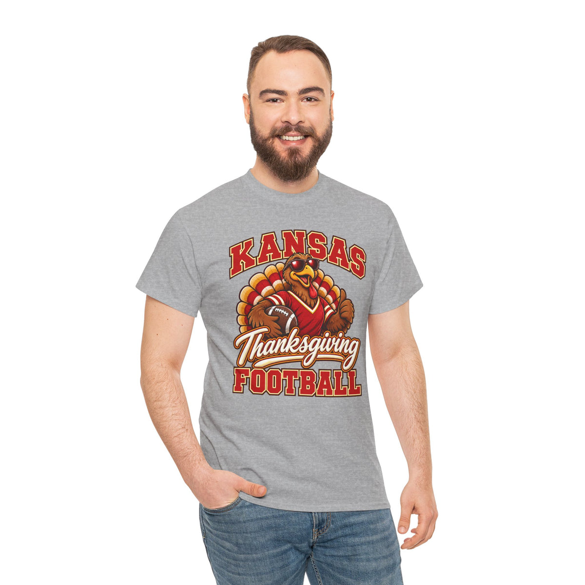 Kansas Thanksgiving Football T‑Shirt — Turkey Mascot Holiday Game Tee