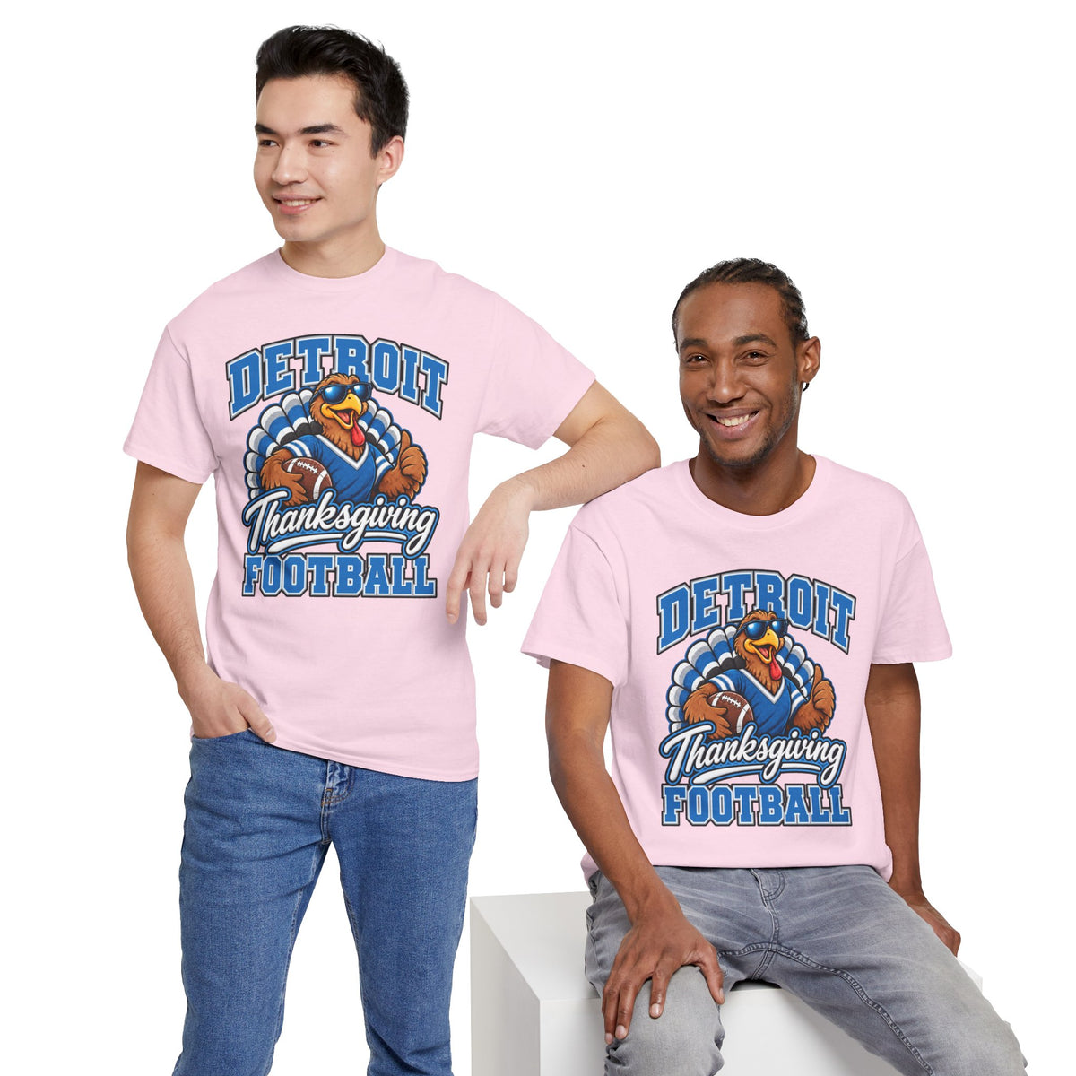 Detroit Thanksgiving Football Tee — Turkey Mascot Game Day Shirt