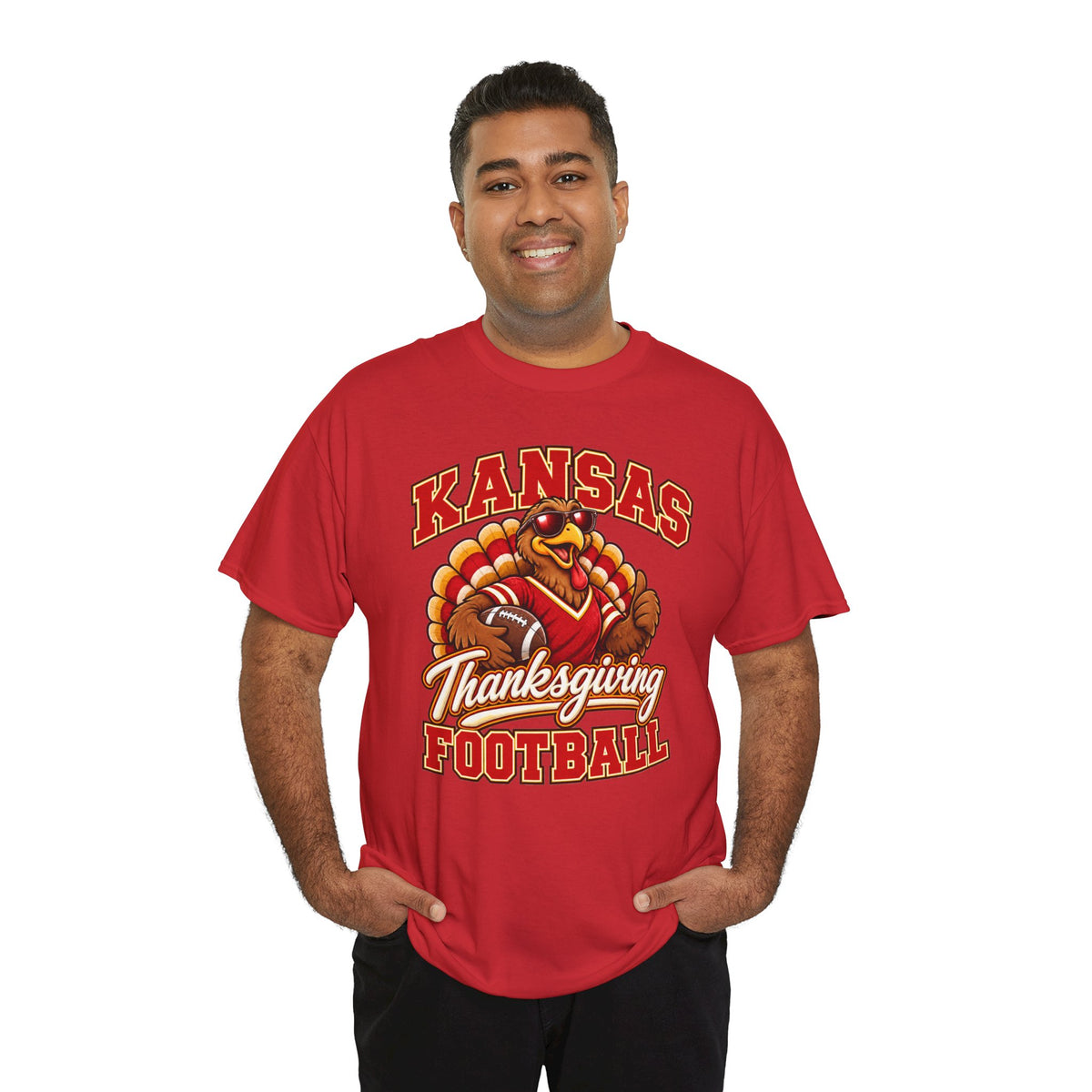 Kansas Thanksgiving Football T‑Shirt — Turkey Mascot Holiday Game Tee