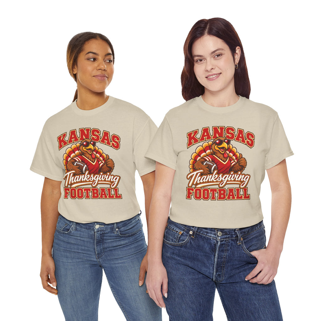 Kansas Thanksgiving Football T‑Shirt — Turkey Mascot Holiday Game Tee
