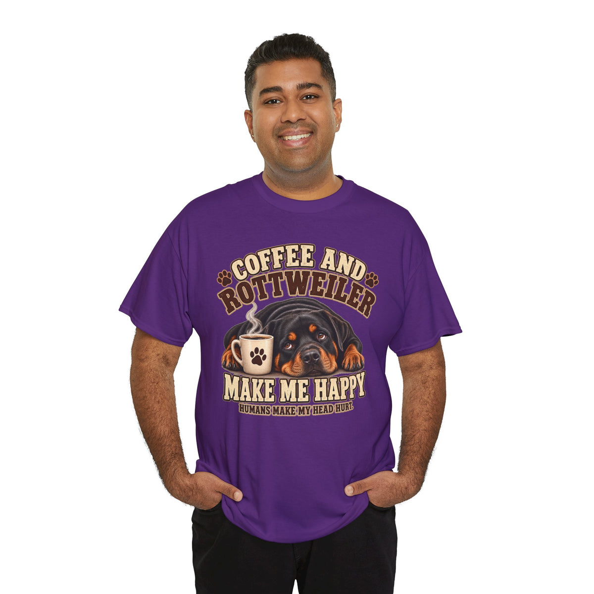 Coffee and Rottweiler Tee — "Coffee and Rottweiler Make Me Happy" Dog Lover Shirt