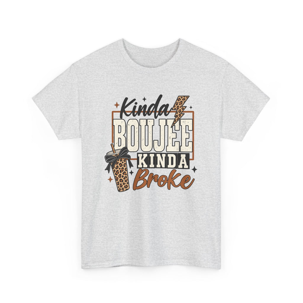 Kinda Boujee Kinda Broke Tee — Leopard Coffee Cup Graphic Shirt