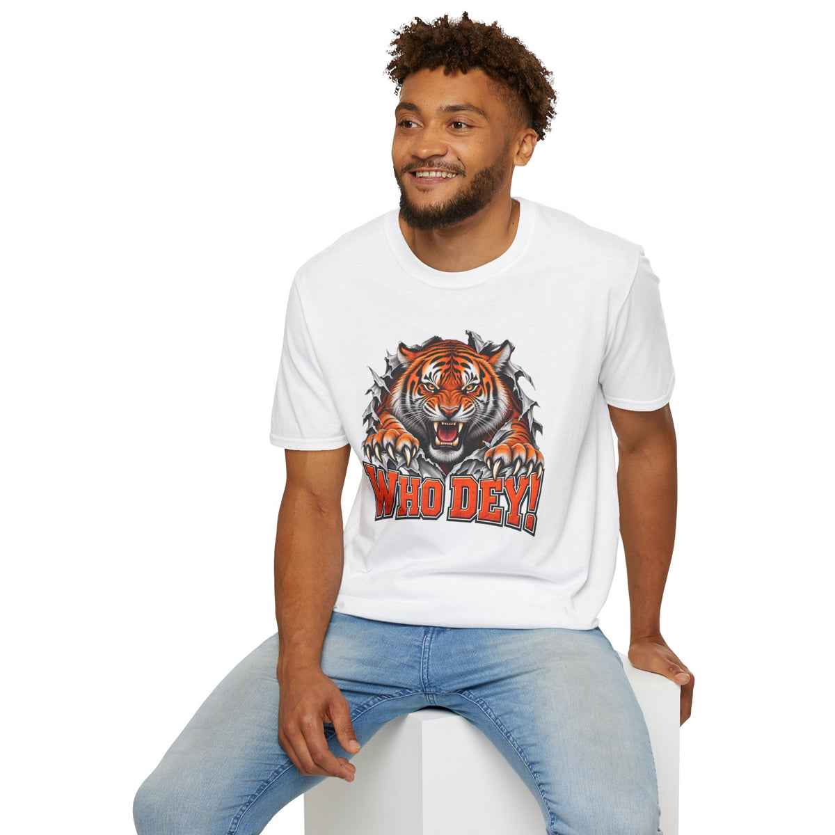 Tiger Graphic T-Shirt — "Who Dey!" Fierce Roaring Design