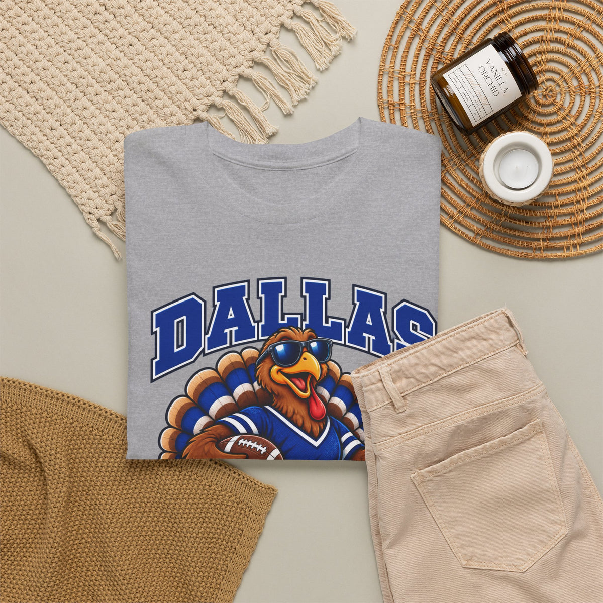 Dallas Thanksgiving Football T-Shirt — Turkey Mascot Game Day Tee