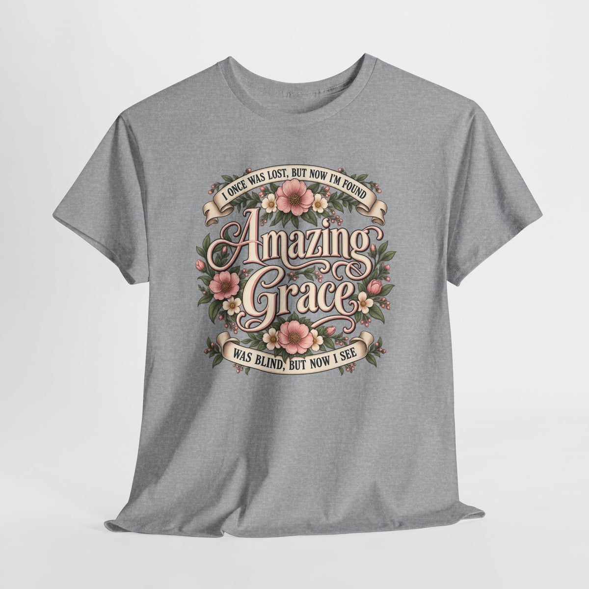 Amazing Grace Floral T-Shirt — Vintage Christian Faith Tee