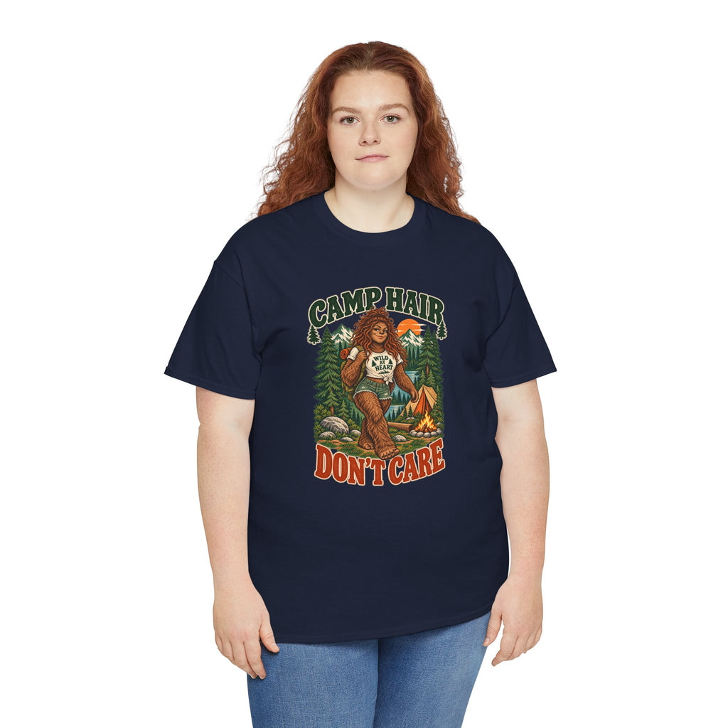 Camp Hair Don't Care T-Shirt — Retro Camping Graphic Tee