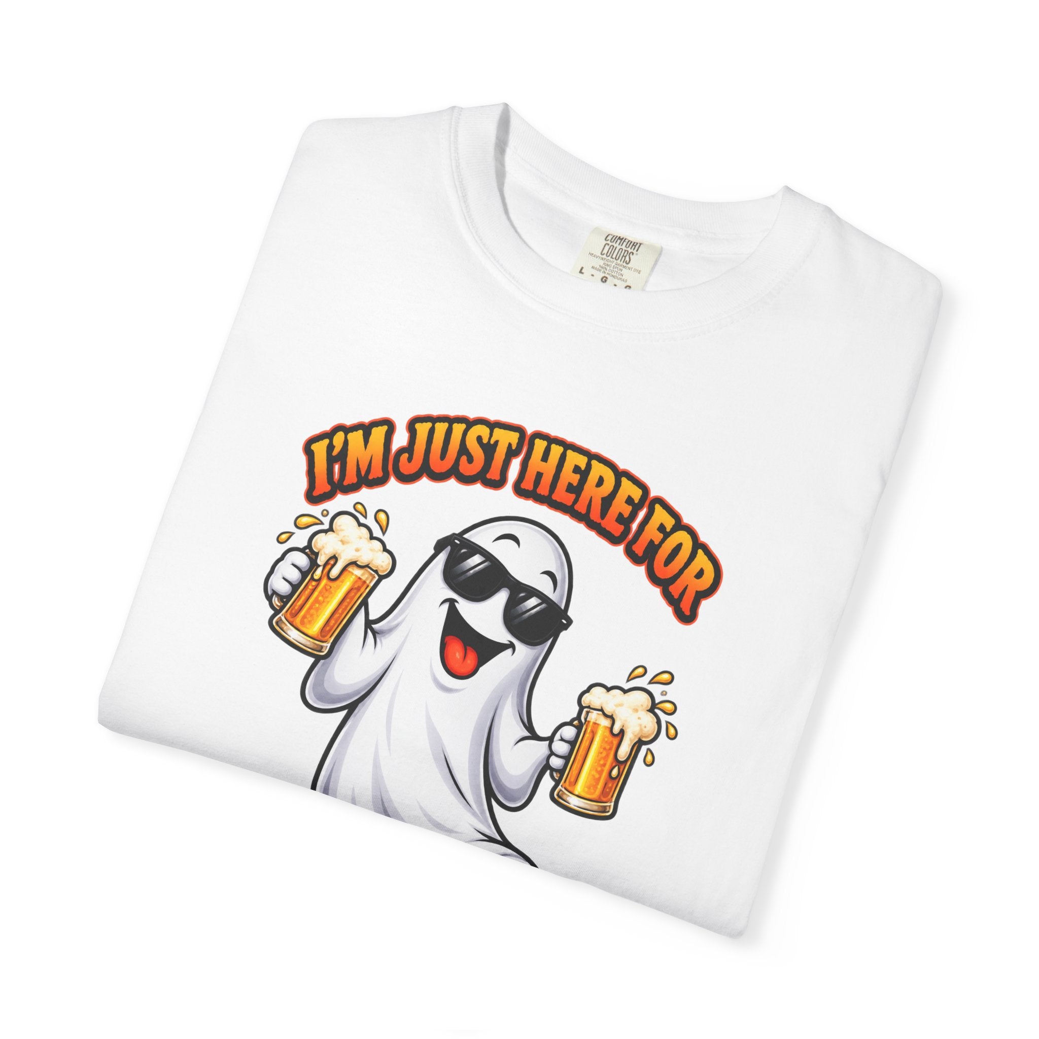 Halloween Beer Ghost T-Shirt - "I'm Just Here For The Boos" Party Tee