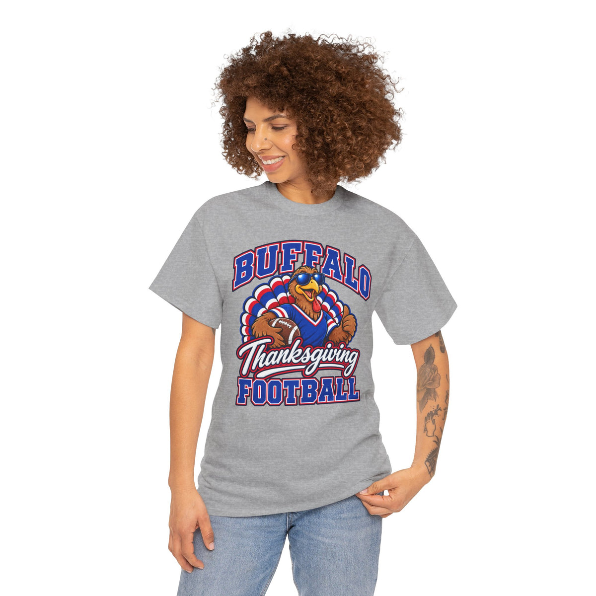 Buffalo Thanksgiving Football T-Shirt — Turkey Mascot Game Day Tee