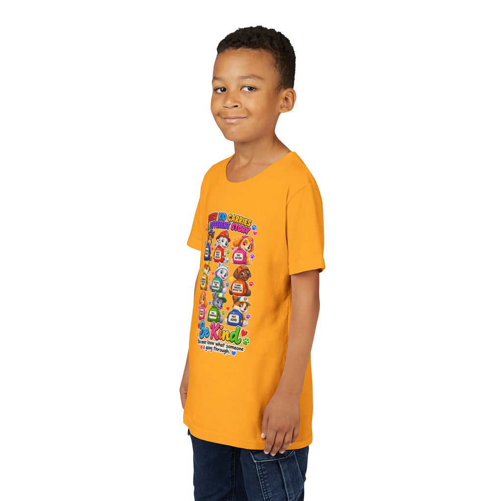Be Kind Youth Short Sleeve Tee – Colorful Cartoon Character Shirt