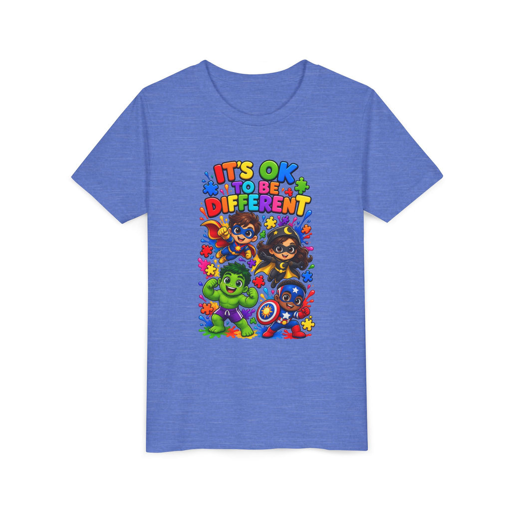 Kids T-Shirt — "It's OK to Be Different" Colorful Superhero Diversity Tee