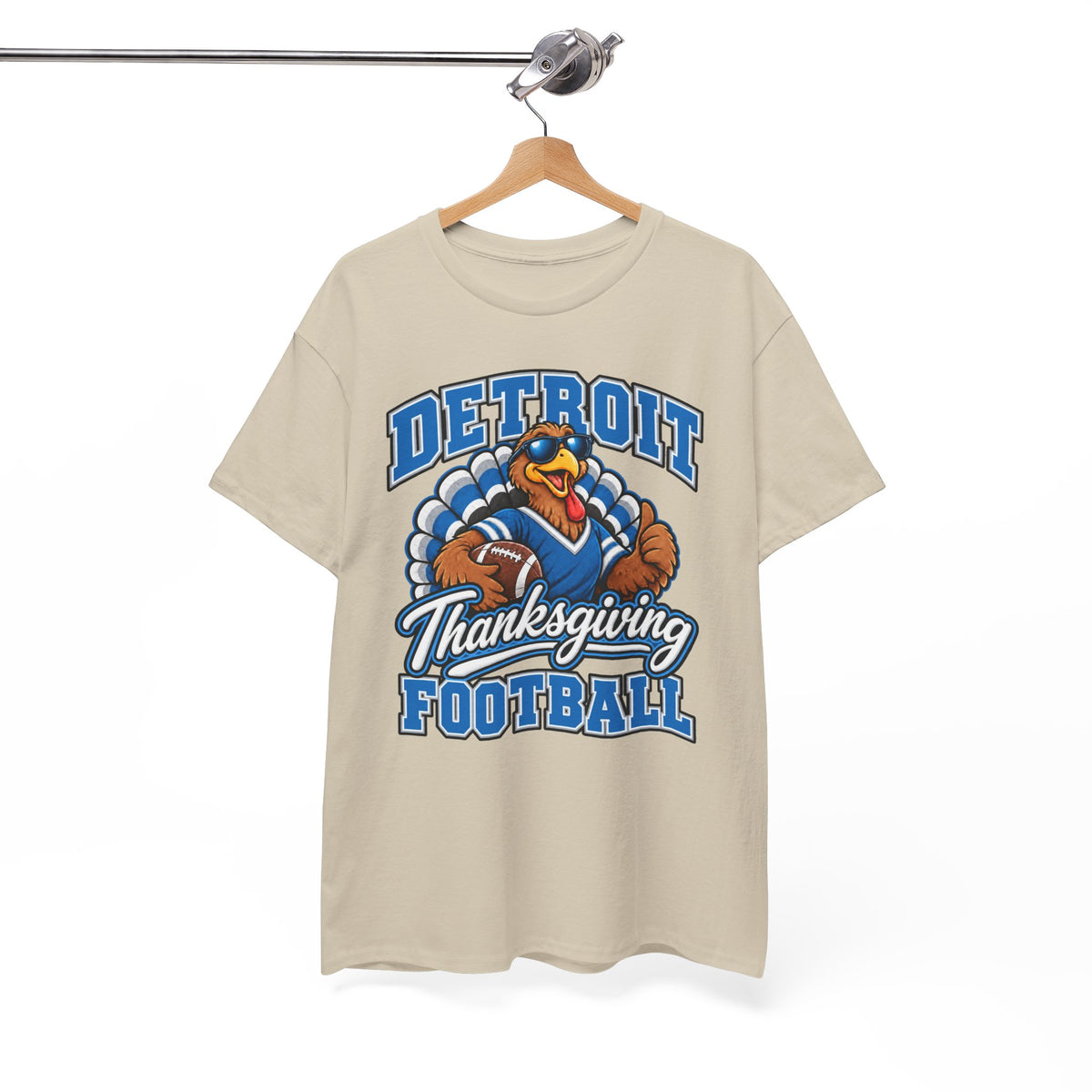 Detroit Thanksgiving Football Tee — Turkey Mascot Game Day Shirt