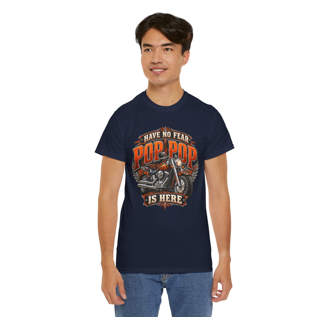 Pop Pop Is Here Motorcycle Dad T-Shirt