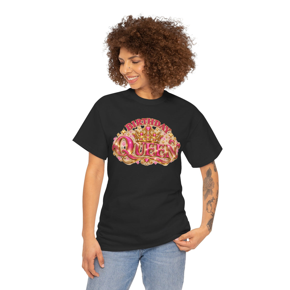 Birthday Queen Graphic T-Shirt | Pink & Gold Crown