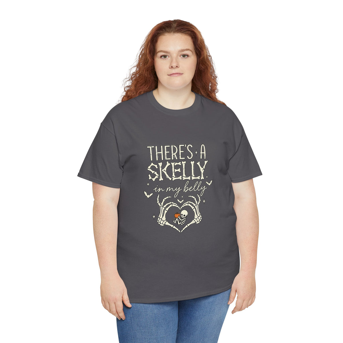 Skeleton Heart T‑Shirt — "There's a Skelly in My Belly" Cute Halloween Tee