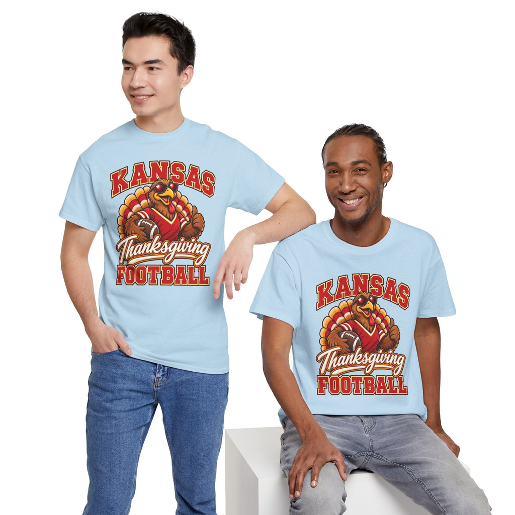 Kansas Thanksgiving Football T‑Shirt — Turkey Mascot Holiday Game Tee