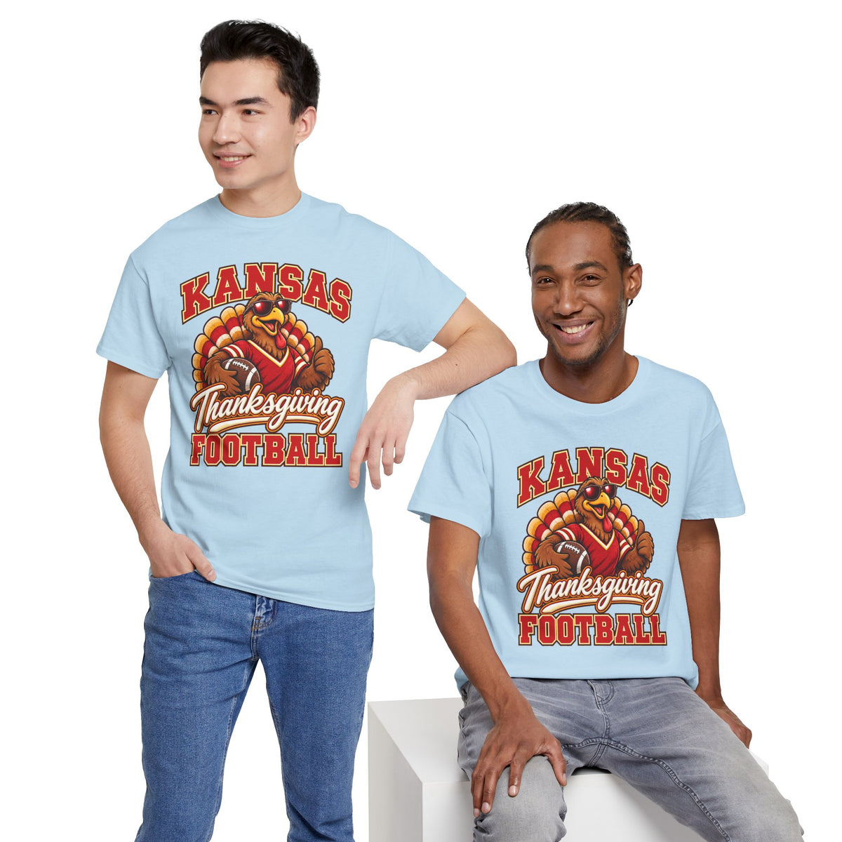 Kansas Thanksgiving Football T‑Shirt — Turkey Mascot Holiday Game Tee