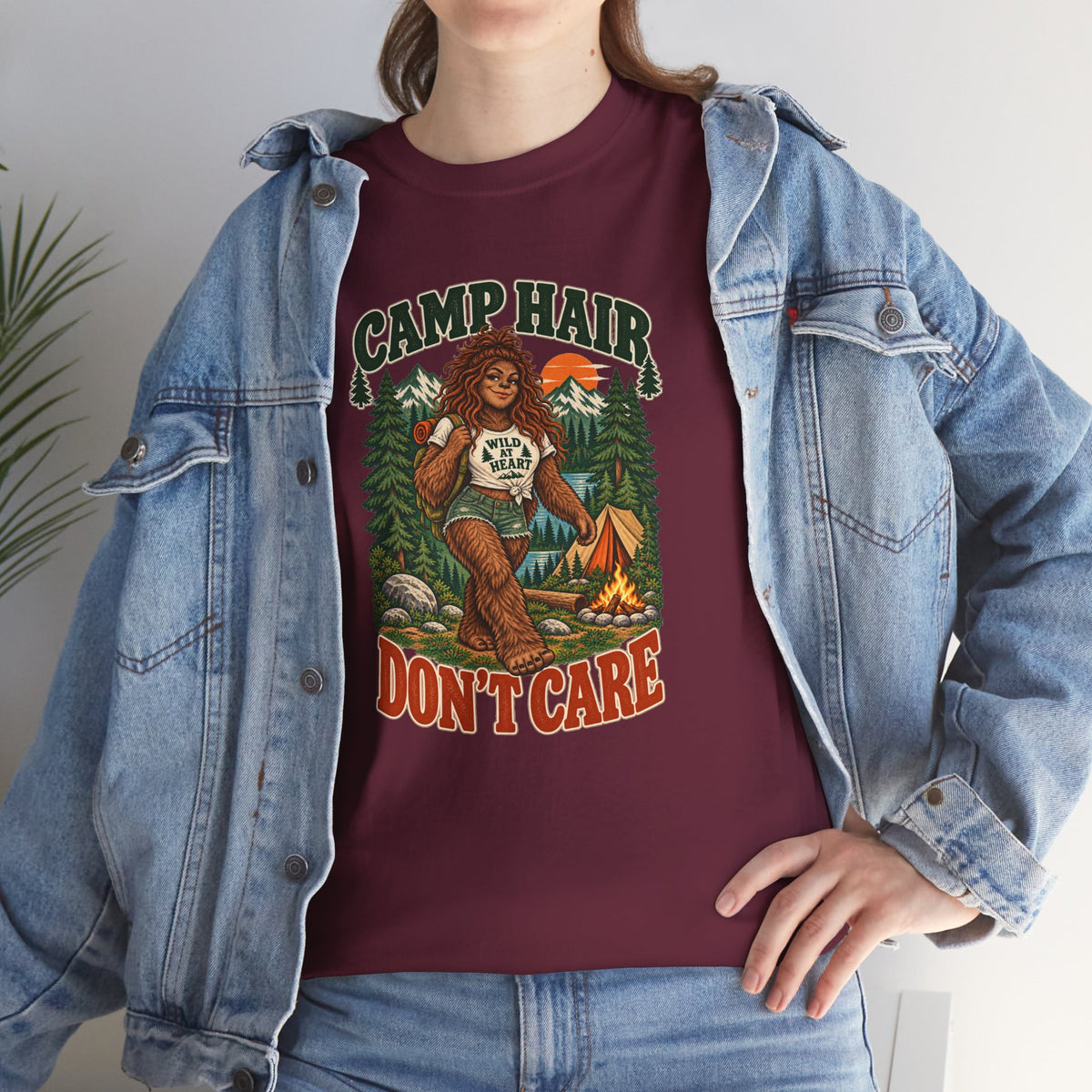 Camp Hair Don't Care T-Shirt — Retro Camping Graphic Tee