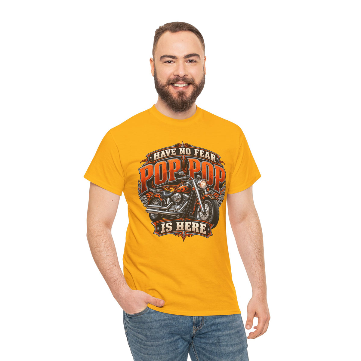 Pop Pop Is Here Motorcycle Dad T-Shirt