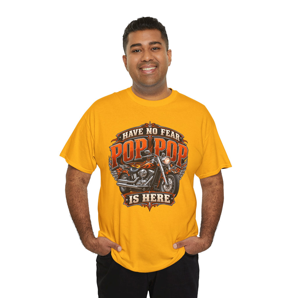 Pop Pop Is Here Motorcycle Dad T-Shirt