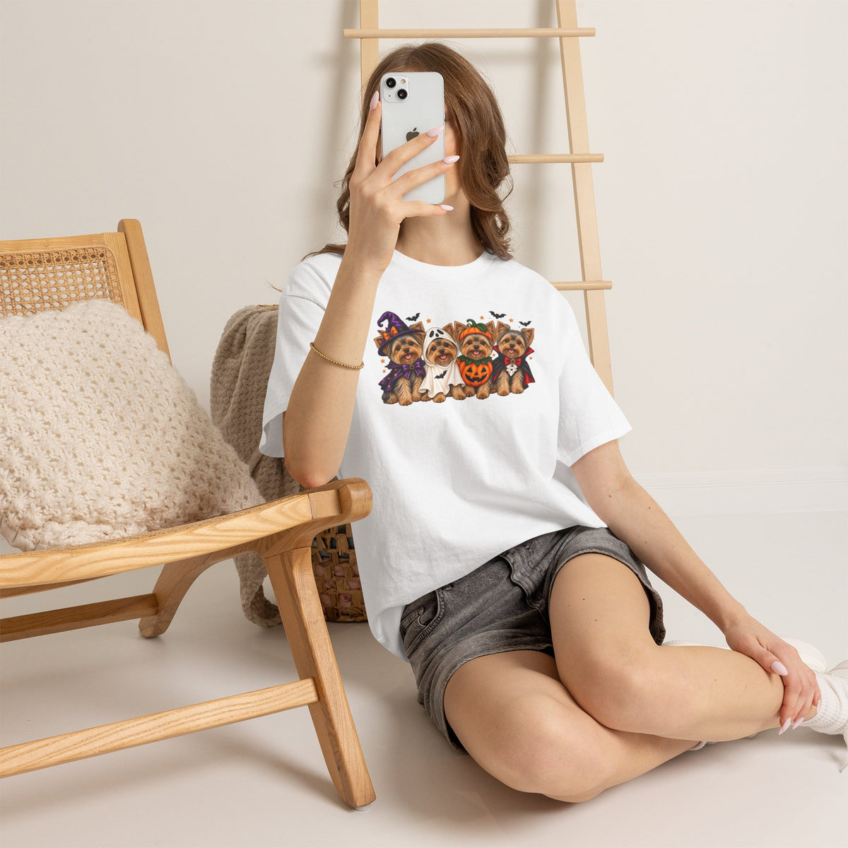 Halloween Yorkie T-Shirt — Cute Yorkies in Costumes (Pumpkin, Ghost, Witch, Vampire)